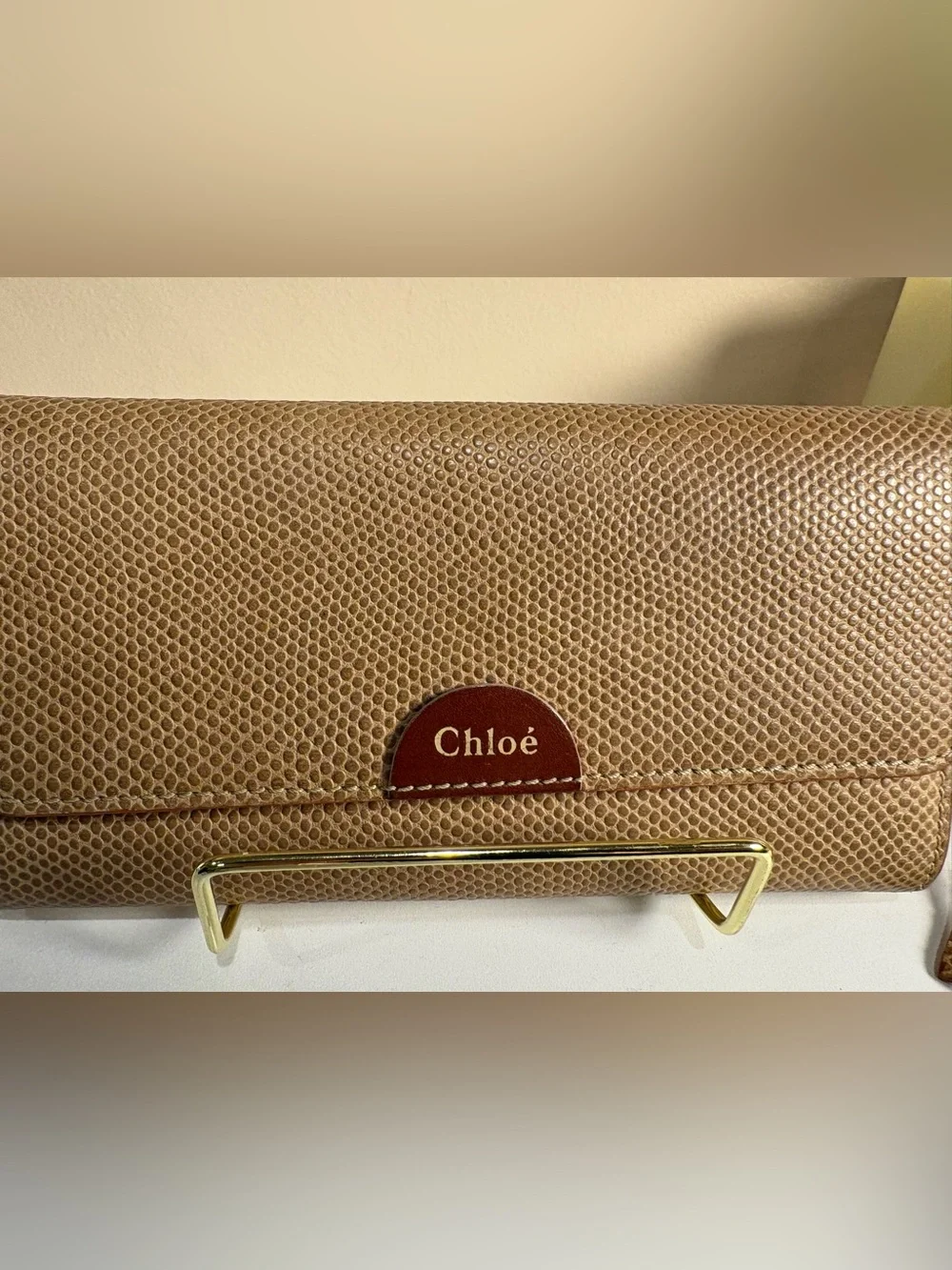 Chloé Bea Long Wallet 3P0153-833 Biscotti Beige Leather Wristlet Tags Dust Bag